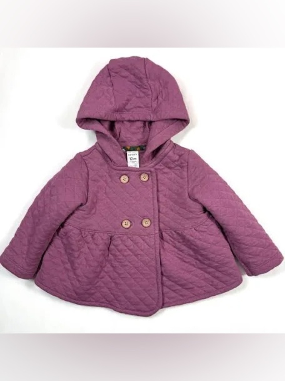 Quilted Hooded Baby Coat in Plum, Carters, 3-6 months, excellent used condition